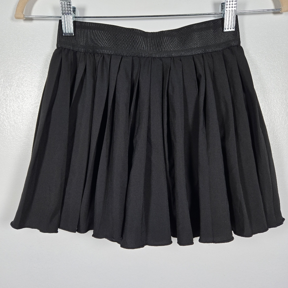 Black Pleated Stretch Pull On Athletic Tennis Golf Mini Skort Womens Size XS